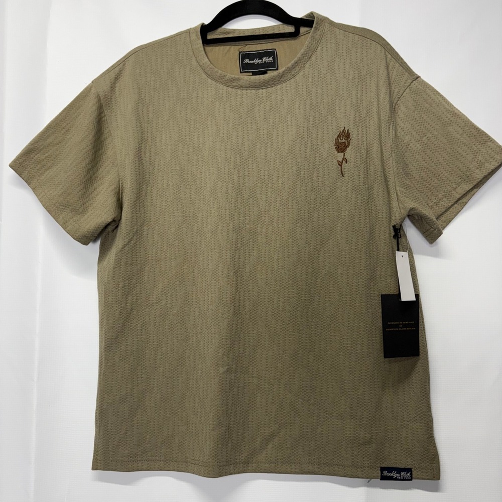 NWT Brooklyn Cloth‎ New York Mens Olive Green Rose Graphic T-Shirt Size S Street